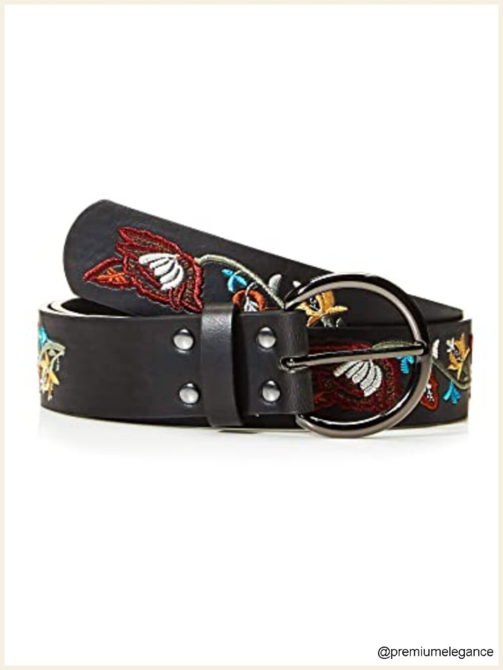 Floral Embroidered PU Leather Belt for Women | Vintage Bronze Buckle | Western